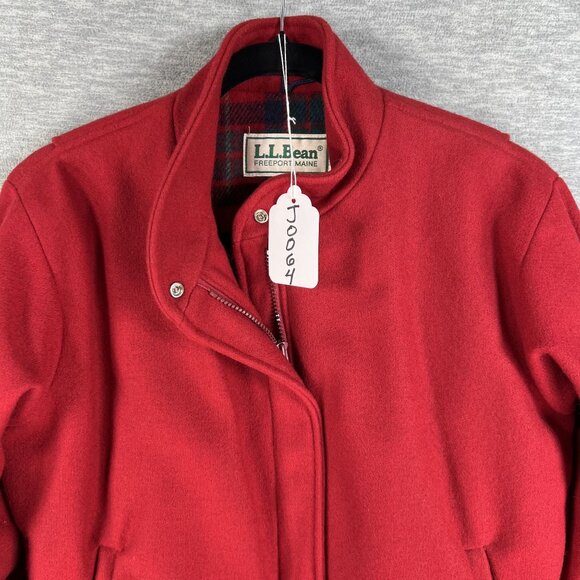 L.L. Bean Red Heavy Wool Mens M Womens L Bomber Jacket Plaid Lining USA Made - Picture 13 of 13